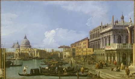THE GRAND CANAL , PIAZZETTA AND DOGANA, VENICE by Canaletto, 1730 at Tatton Park, Cheshire
